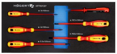 Набор диэлектрических отверток 1000V и индикатор напряжения 6 шт., ложемент EVA HOEGERT HT7G137 ― HOEGERT