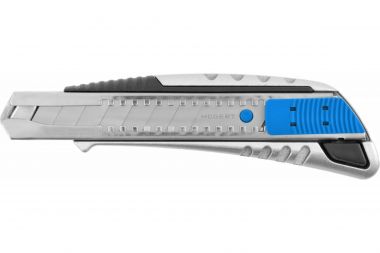 Пластиковый нож HOEGERT TECHNIK с отламывающимся лезвием 18 мм, алюминиевый, с блокировкой HT4C637  ― HOEGERT