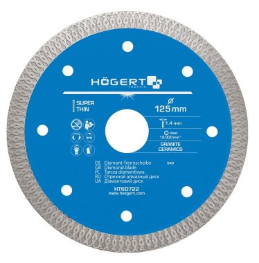 Диск отрезной для плитки 125 х 1,2 х 22,2 мм HOEGERT HT6D722 ― HOEGERT