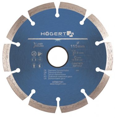 Диск отрезной алмазный 115 х 2,2 х 22,2 мм, turbo, laser welded HOEGERT HT6D741 ― HOEGERT