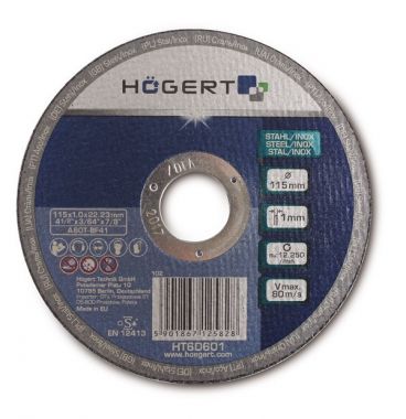 Диск отрезной по металлу 115 х 1,0 х 22,23 мм HOEGERT HT6D601 ― HOEGERT
