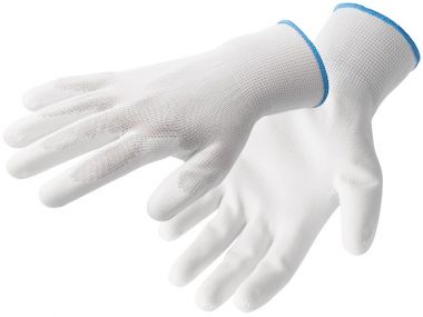 Перчатки рабочие полиуретановые, белые, размер 7 HOEGERT HT5K220 ― HOEGERT