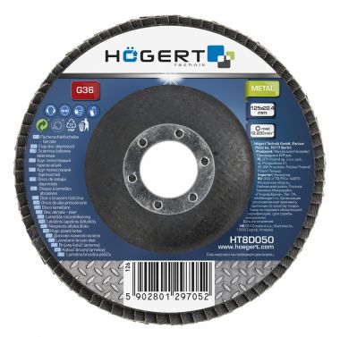 Круг шлифовальный лепестковый 125 мм, G36 HOEGERT HT8D050 ― HOEGERT
