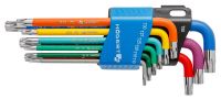 Набор Г-образных удлиненных ключей TORX с цветной маркировкой, Т10-Т50, 9 шт. HOEGERT HT1W817